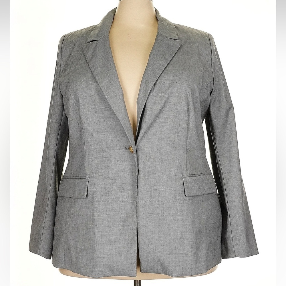 Lane Bryant The Bryant Blazer Jacket Classic Gray Relaxed Plus Size 24 Career